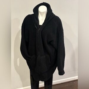 SO Cozy Black Zip-Up Faux Fur Fleece Sweater